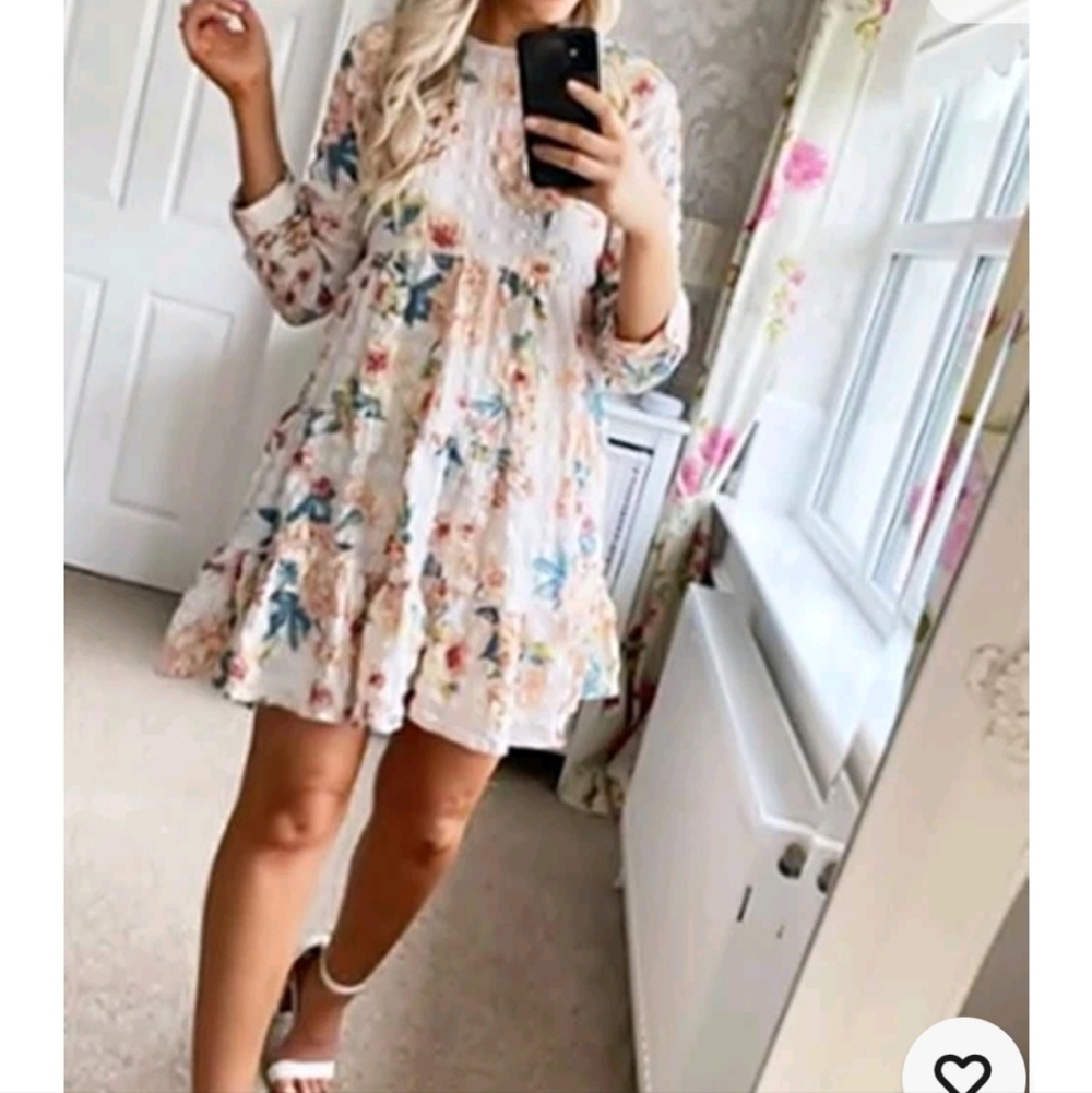 Zara Long Sleeved Floral Mini Dress Style Sharon - Picture 3 of 8